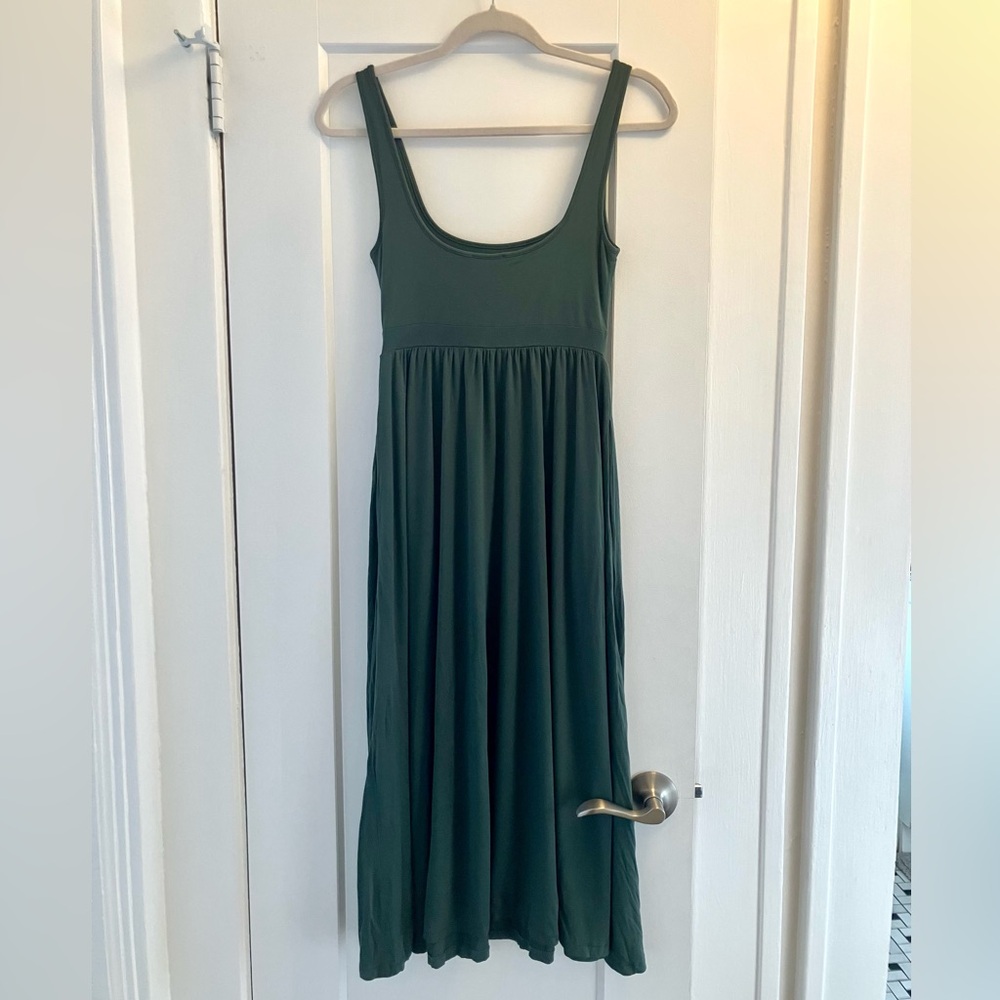Aritzia Wilfred Free Dark Forest Green Midi Market Dress Size XS